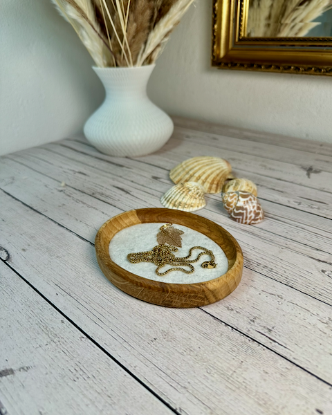 Schmuckschale Holz mit Filz | Uhrenablage  aus Upcycling Holz
